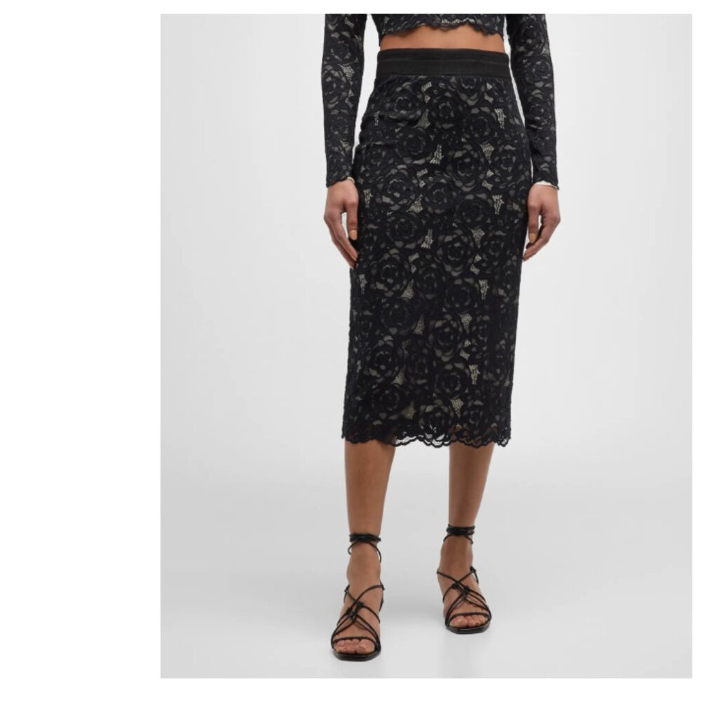 Le Superbe Liza Garden Rose Lace Midi Skirt S NEW - Picture 7 of 7